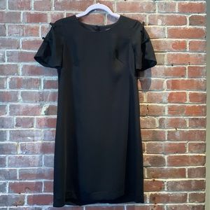 Black Ann Taylor Short Sleeve Dress Bow Details 4P